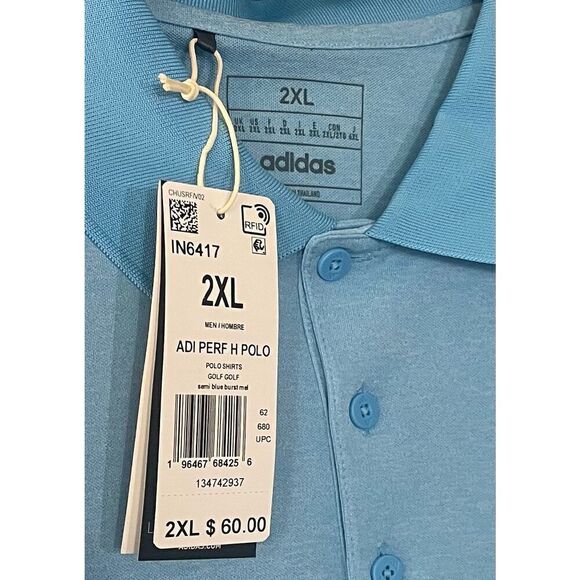 adidas Men's Performance Heathered Polo Shirt - Picture 4 of 5